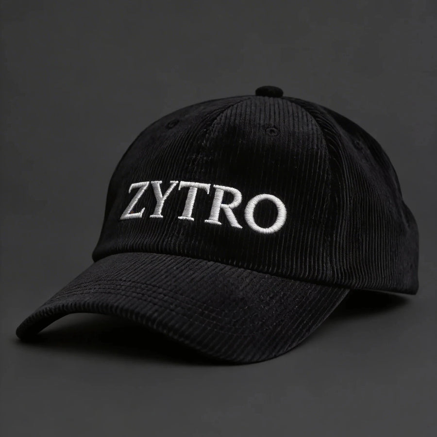 Black cap with 'ZYTRO' embroidery on a dark background